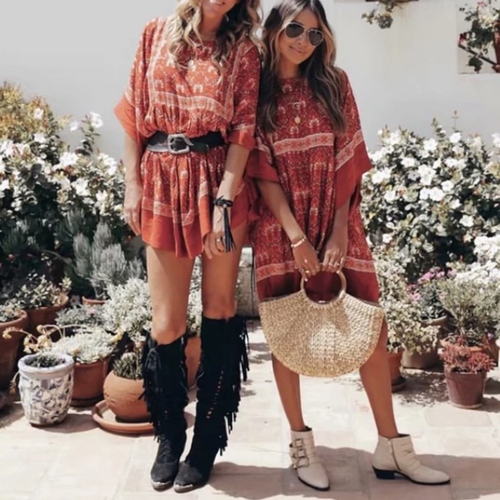 SOLD OUT Red Floral Bohemian Gypsy Boho Dress - Picture 1 of 9